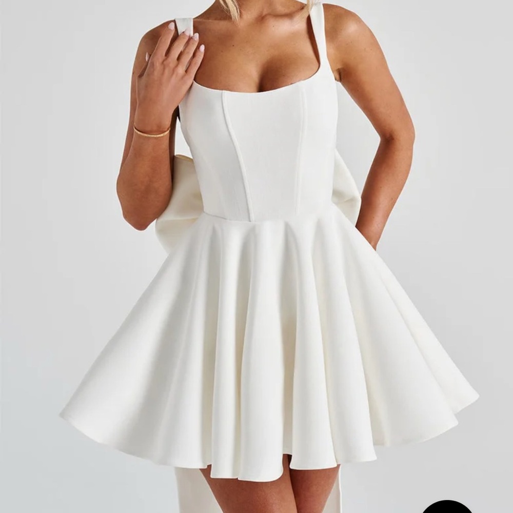 Rue Mini Dress in Ivory with Removable Bow
